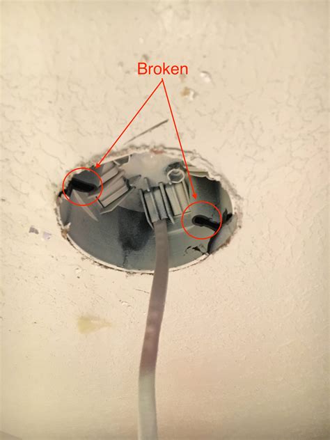 broken ceiling electrical box|ceiling junction box replacement.